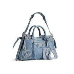 Borsa Neo Cagole City In Denim Con Strass da Donna in Blu