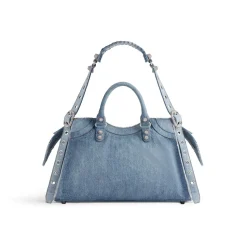 Borsa Neo Cagole City In Denim Con Strass da Donna in Blu