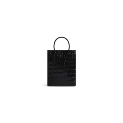 Borsa Shopping Grande Con Lavorazione Coccodrillo  da Donna in Nero