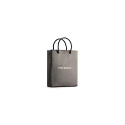 Borsa Shopping Grande Metallizzata  da Donna in Grigio Metallizzato