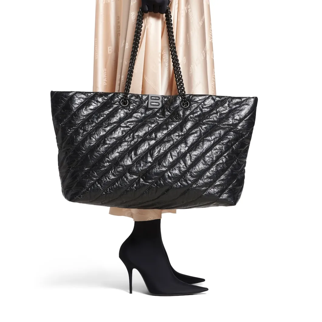 Borsa Tote Carry All Crush Grande Trapuntata da Donna in Nero