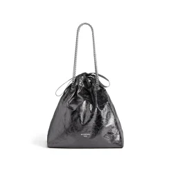 Borsa Tote Crush Media Metallizzata da Donna in Grigio