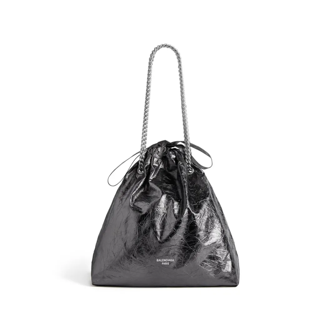 Borsa Tote Crush Media Metallizzata da Donna in Grigio