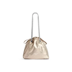 Borsa Tote Crush Piccola Metallizzata da Donna in Beige