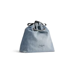 Borsa Tote Crush Piccola In Denim da Donna in Blu