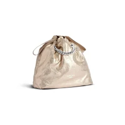 Borsa Tote Crush Piccola Metallizzata da Donna in Beige