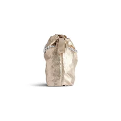 Borsa Tote Crush Piccola Metallizzata da Donna in Beige