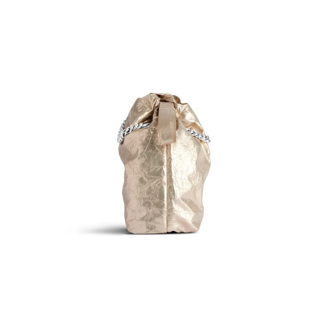 Borsa Tote Crush Piccola Metallizzata da Donna in Beige