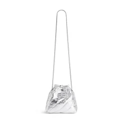 Borsa Tote Crush Xs Metallizzata E Trapuntata da Donna in Argento