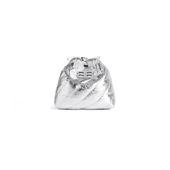 Borsa Tote Crush Xs Metallizzata E Trapuntata da Donna in Argento