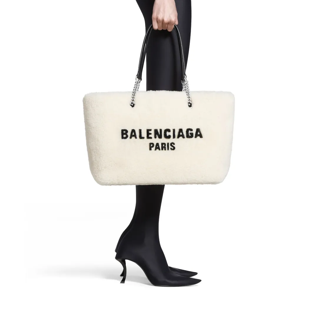 Borsa Tote Duty Free Media da Donna in Beige Chiaro