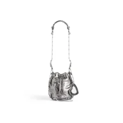 Borsetta A Secchiello Le Cagole Xs Bag Metallizzata Con Strass da Donna in Argento