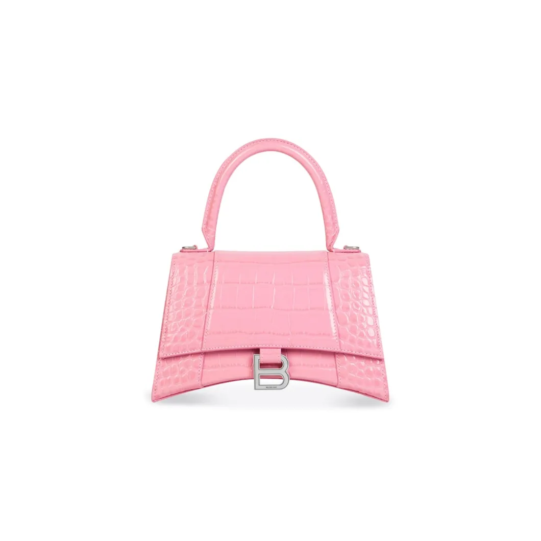 Borsetta Hourglass Con Lavorazione Coccodrillo da Donna in Rosa