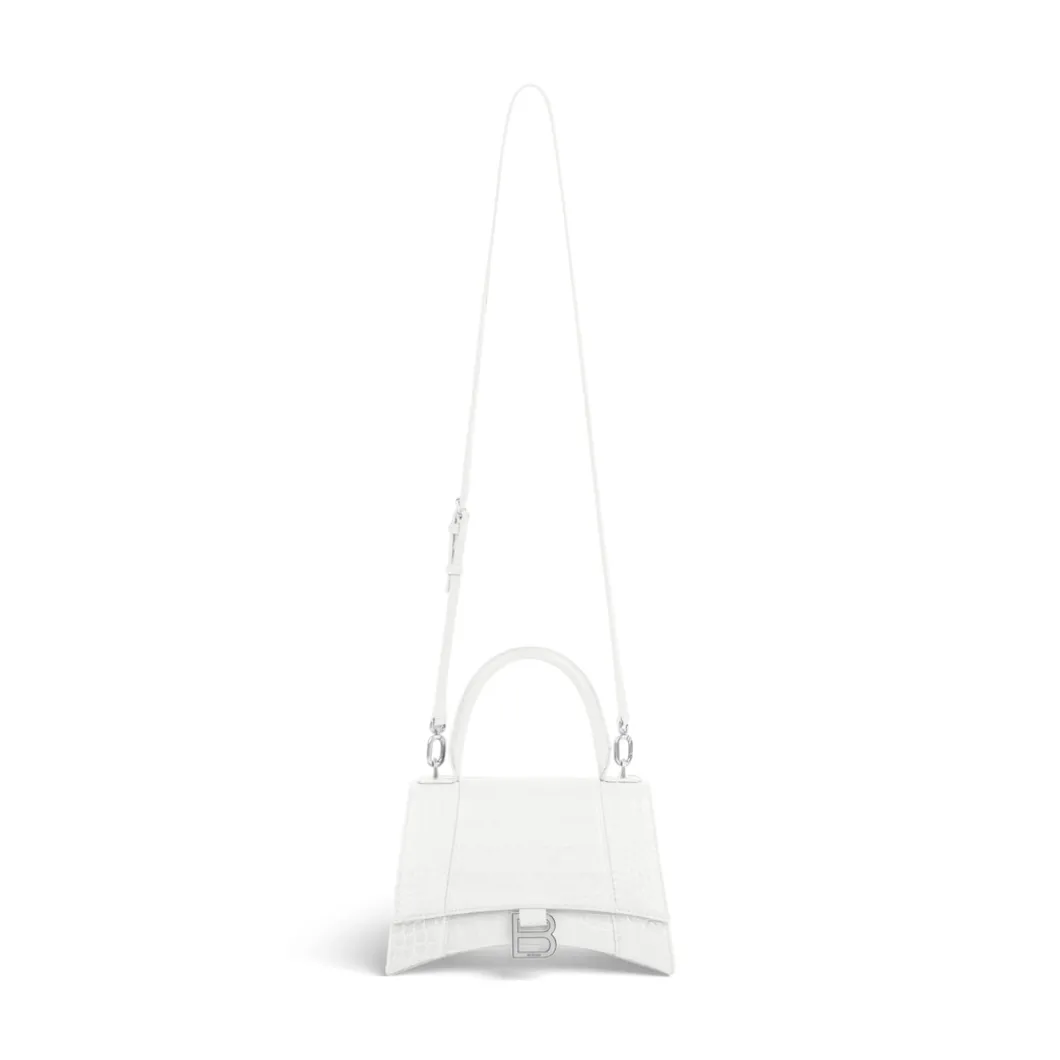 Borsetta Hourglass Con Lavorazione Coccodrillo da Donna in Bianco