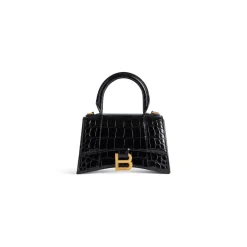 Borsetta Hourglass Xs Con Lavorazione Coccodrillo da Donna in Nero