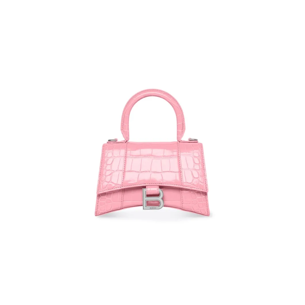 Borsetta Hourglass Xs Con Lavorazione Coccodrillo da Donna in Rosa