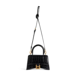 Borsetta Hourglass Xs Con Lavorazione Coccodrillo da Donna in Nero