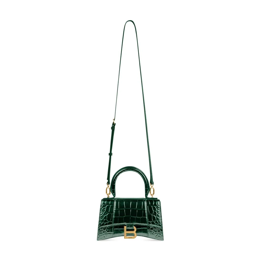 Borsetta Hourglass Xs Con Lavorazione Coccodrillo da Donna in Verde