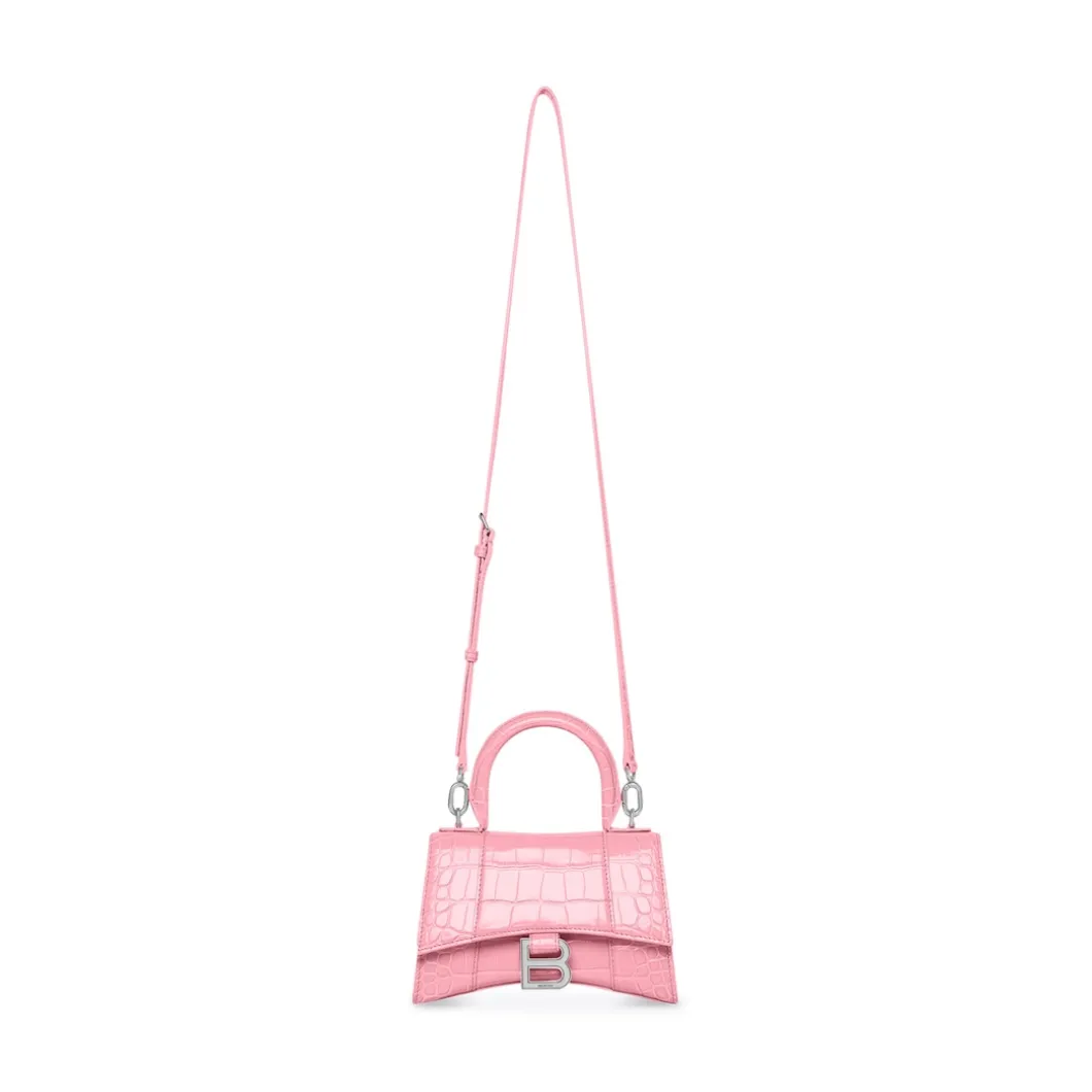 Borsetta Hourglass Xs Con Lavorazione Coccodrillo da Donna in Rosa