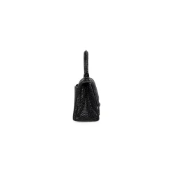 Borsetta Hourglass Xs In Pelle Di Vitello Nero Scamosciato Con Strass da Donna in Nero