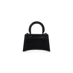 Borsetta Hourglass Xs In Pelle Di Vitello Nero Scamosciato Con Strass da Donna in Nero