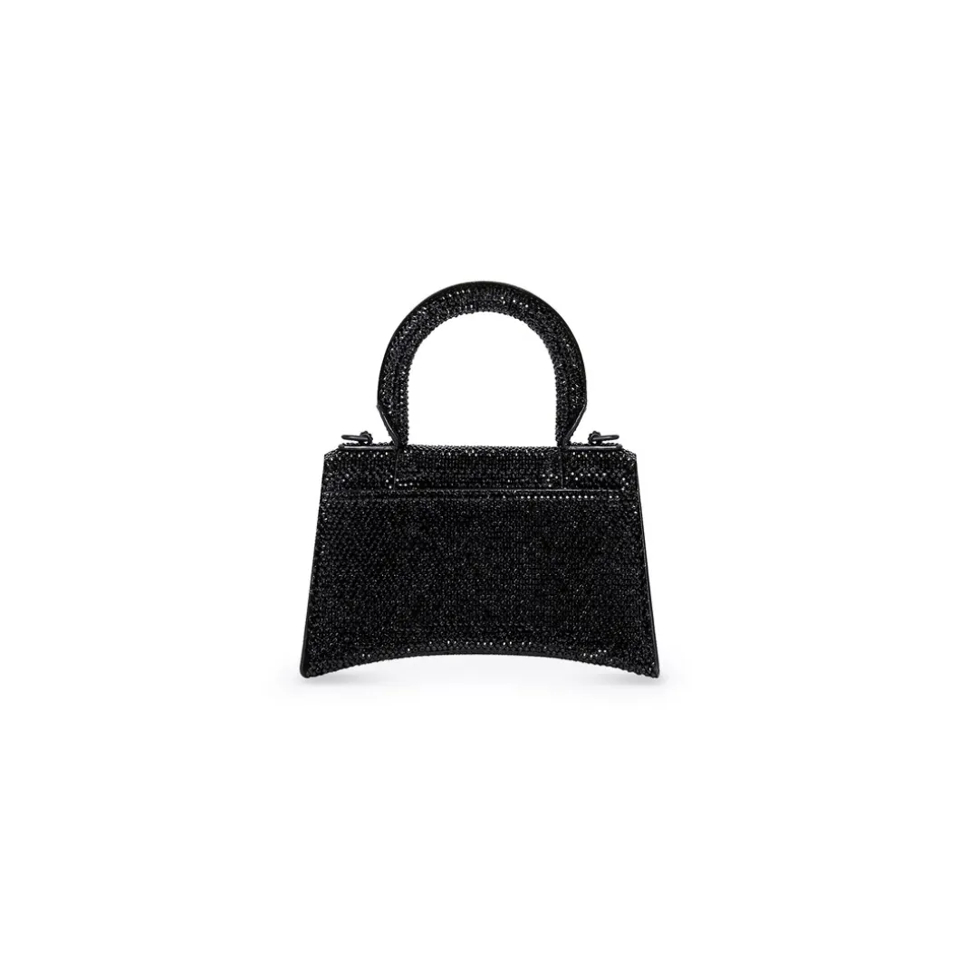 Borsetta Hourglass Xs In Pelle Di Vitello Nero Scamosciato Con Strass da Donna in Nero