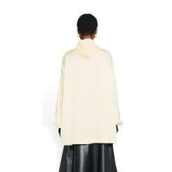 Camicetta Con Cappuccio Logo Letters All Over da Donna in Bianco Sporco