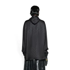 Camicetta Con Cappuccio Logo Letters All Over da Donna in Nero