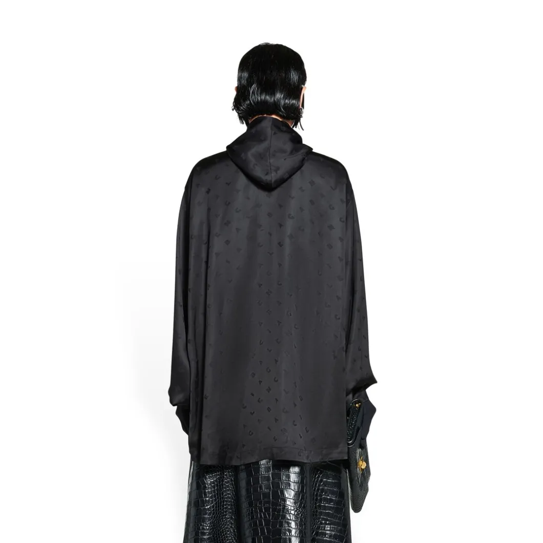 Camicetta Con Cappuccio Logo Letters All Over da Donna in Nero