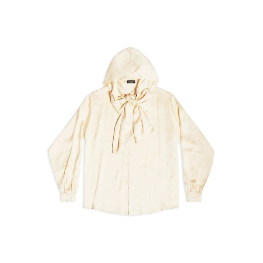 Camicetta Con Cappuccio Logo Letters All Over da Donna in Bianco Sporco