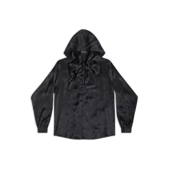 Camicetta Con Cappuccio Logo Letters All Over da Donna in Nero