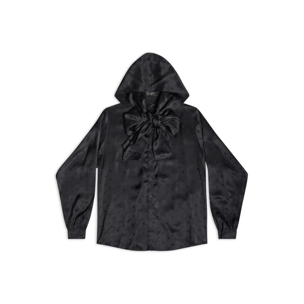 Camicetta Con Cappuccio Logo Letters All Over da Donna in Nero