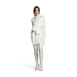 Camicia Balenciaga Oversize Con Maniche Annodate da Donna in Bianco