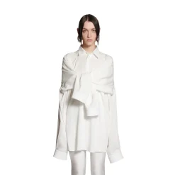 Camicia Balenciaga Oversize Con Maniche Annodate da Donna in Bianco