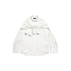 Camicia Balenciaga Oversize Con Maniche Annodate da Donna in Bianco