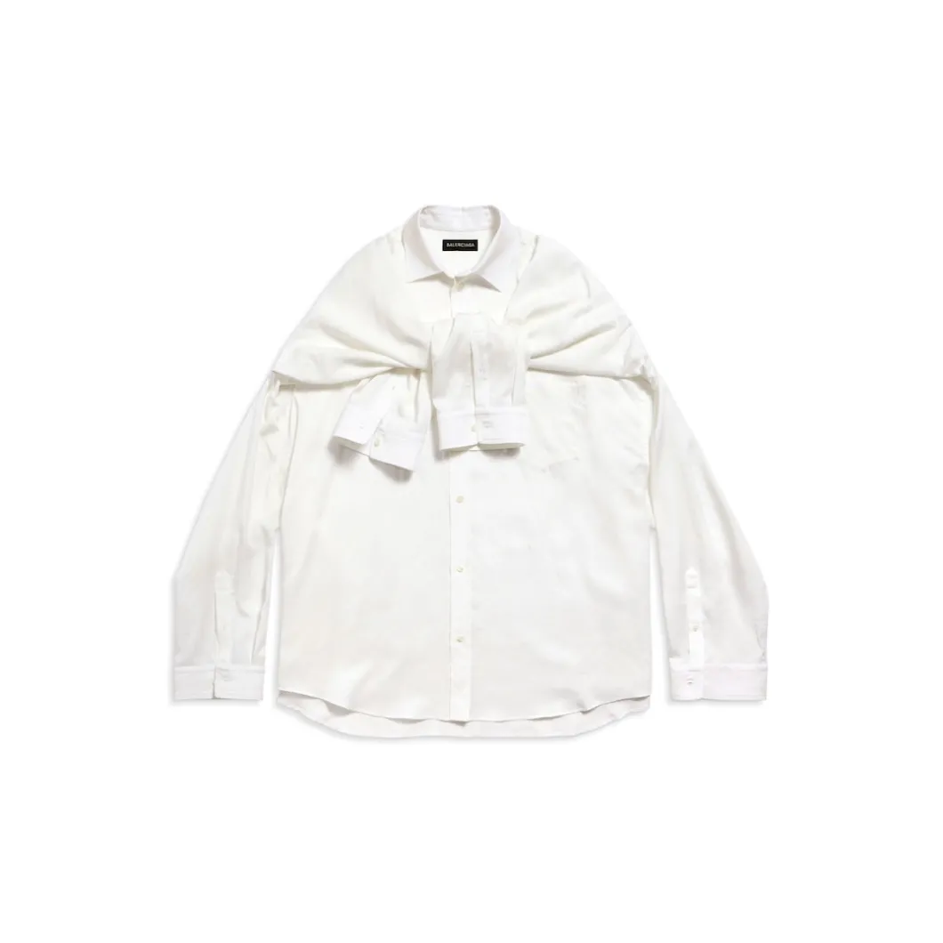 Camicia Balenciaga Oversize Con Maniche Annodate da Donna in Bianco