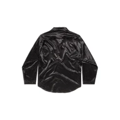 Camicia Con Strass Minimal Large Fit da Donna in Nero