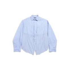 Camicia Cut Up Balenciaga Oversize da Donna in Azzuro/bianco