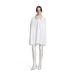 Camicia Dropped Neckline Balenciaga Oversize in Bianco