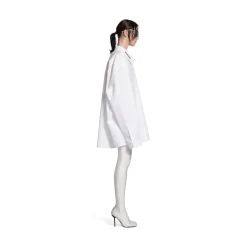 Camicia Dropped Neckline Balenciaga Oversize in Bianco