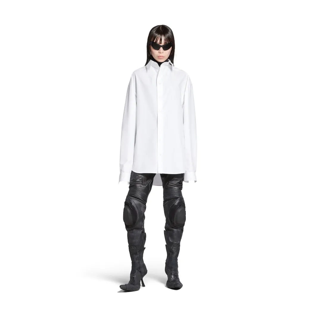 Camicia Kick Collar Large Fit da Donna in Bianco