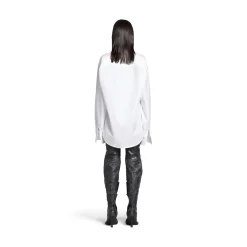 Camicia Kick Collar Large Fit da Donna in Bianco