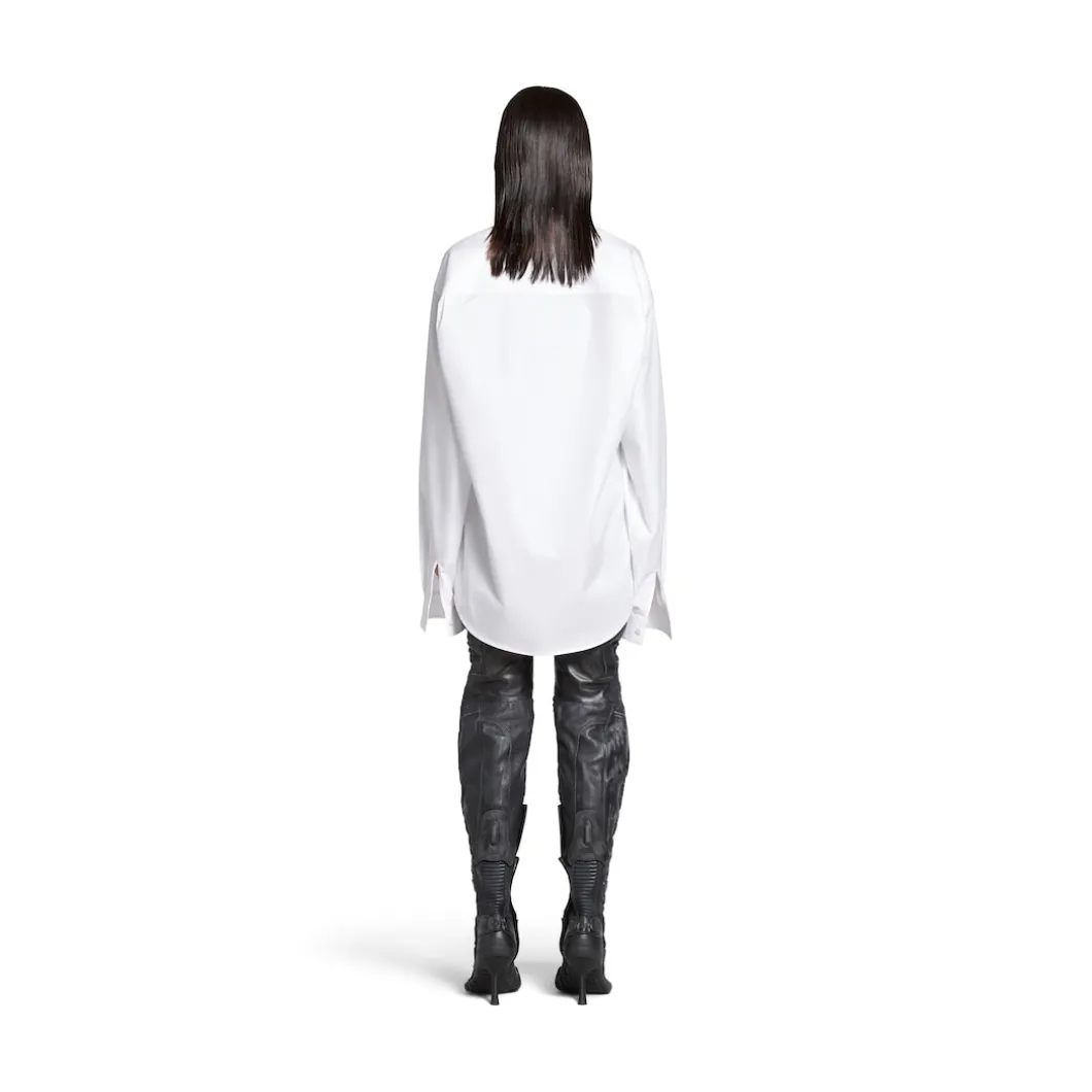 Camicia Kick Collar Large Fit da Donna in Bianco