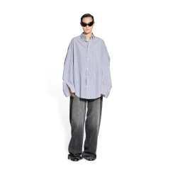 Camicia Twisted Sleeve da Donna in Blu