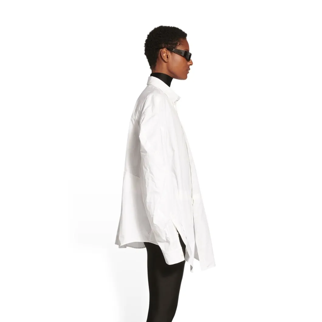 Camicia Twisted Sleeve da Donna in Bianco