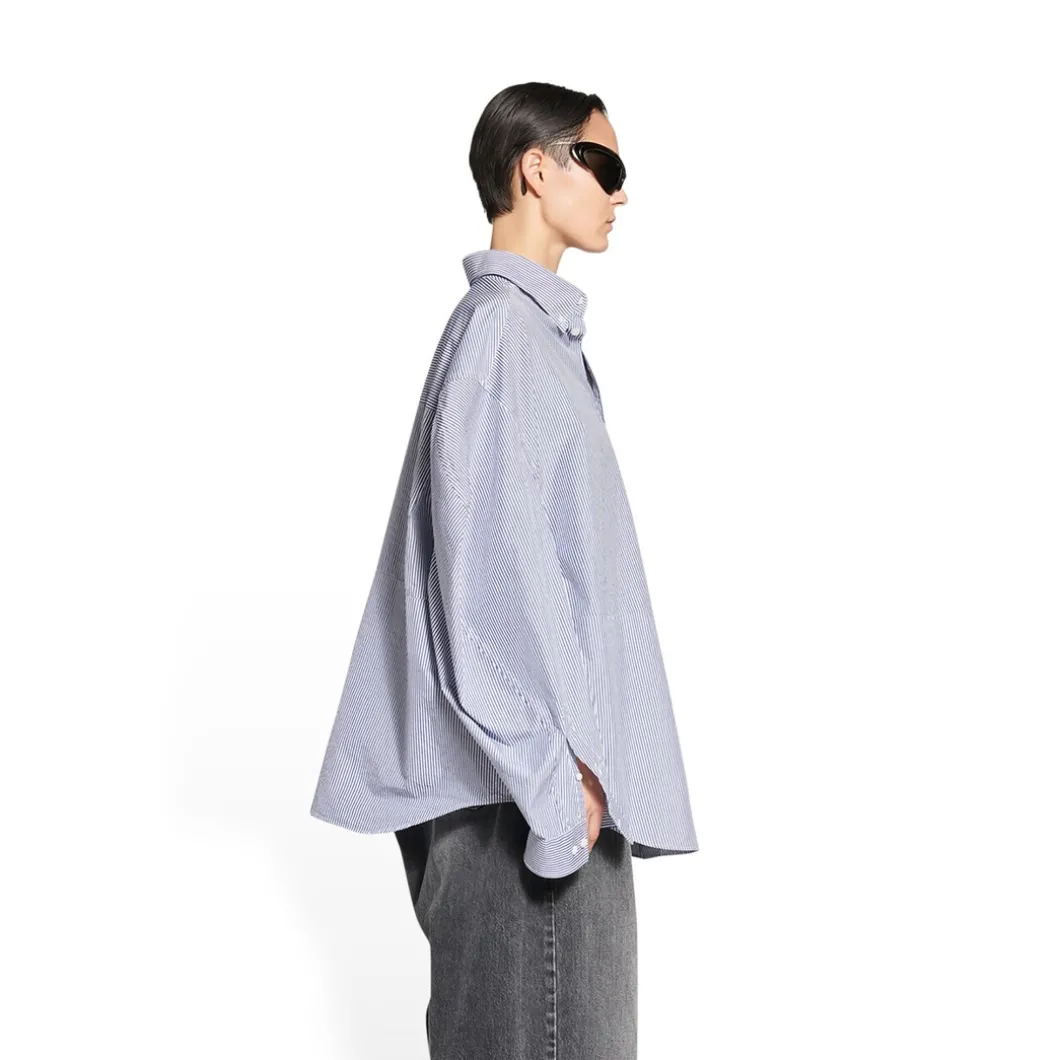 Camicia Twisted Sleeve da Donna in Blu