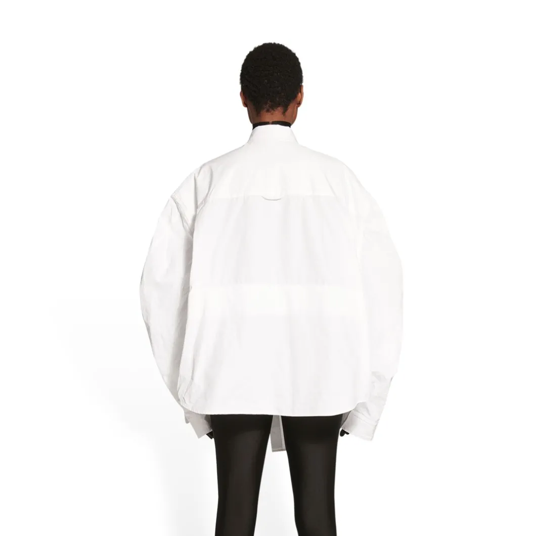Camicia Twisted Sleeve da Donna in Bianco