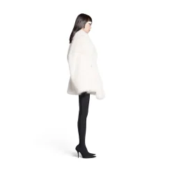 Cappotto Cocoon Wrap da Donna in Beige Chiaro