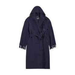 Cappotto Con Frange da Donna in Blu Scuro
