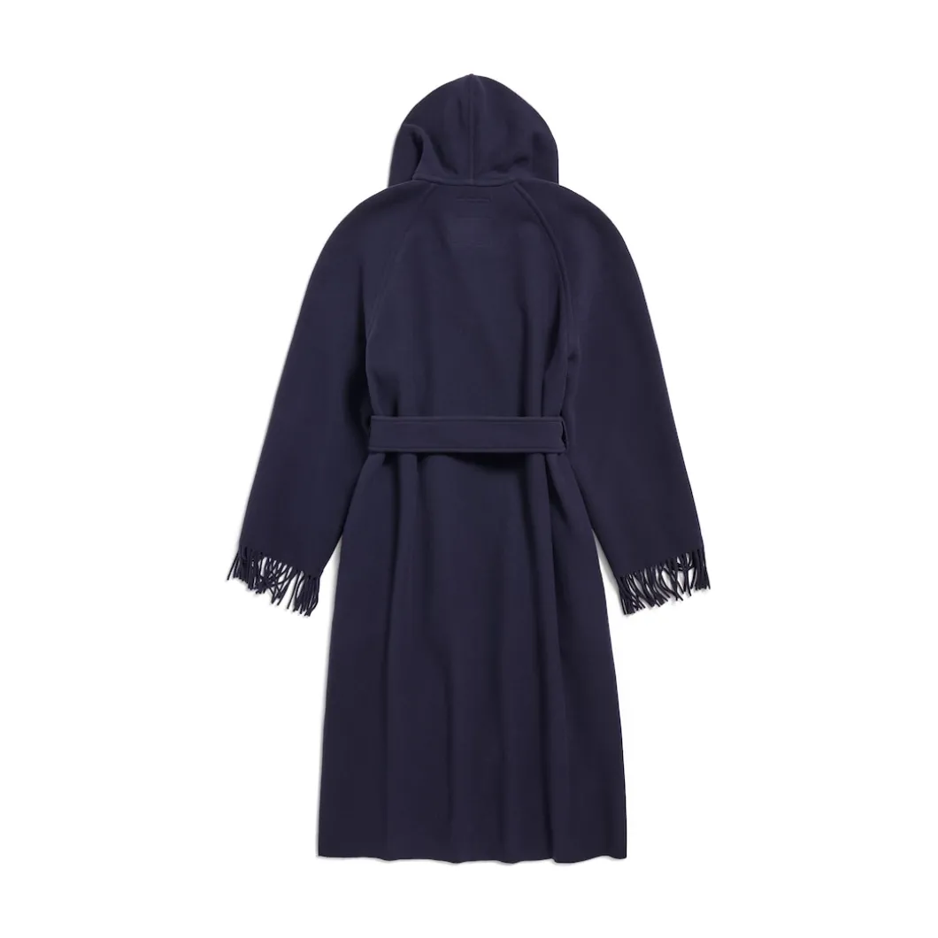 Cappotto Con Frange da Donna in Blu Scuro